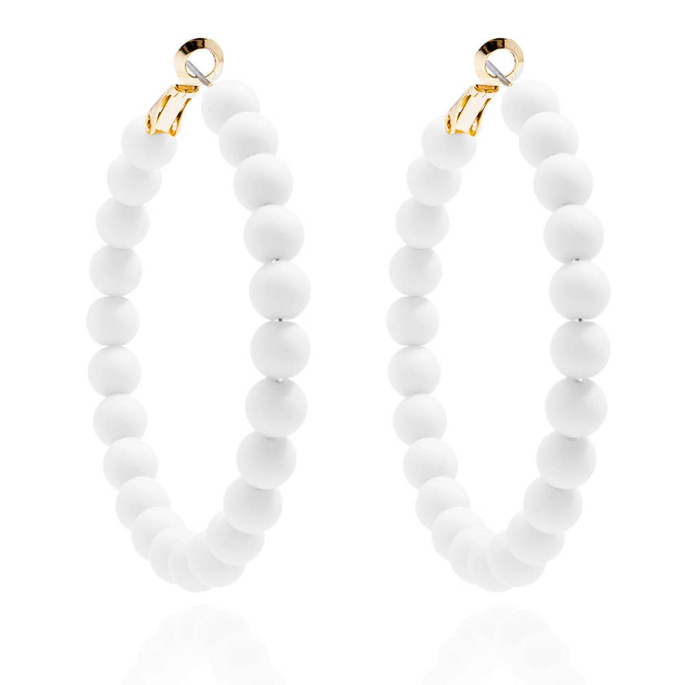 Matte Beaded Hoop Earring