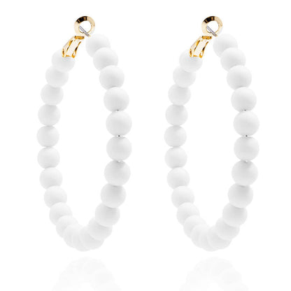 Matte Beaded Hoop Earring