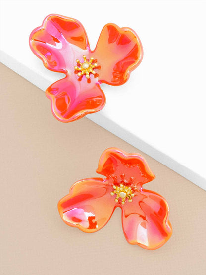 Iridescent Resin 3-Petal Stud Earring