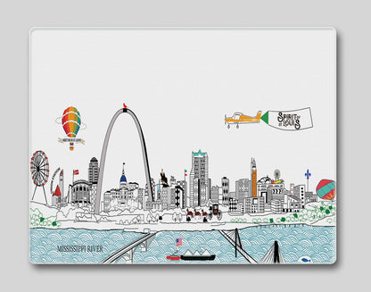 St Louis 2 Skyline Glass Cutting Board / Counter saver