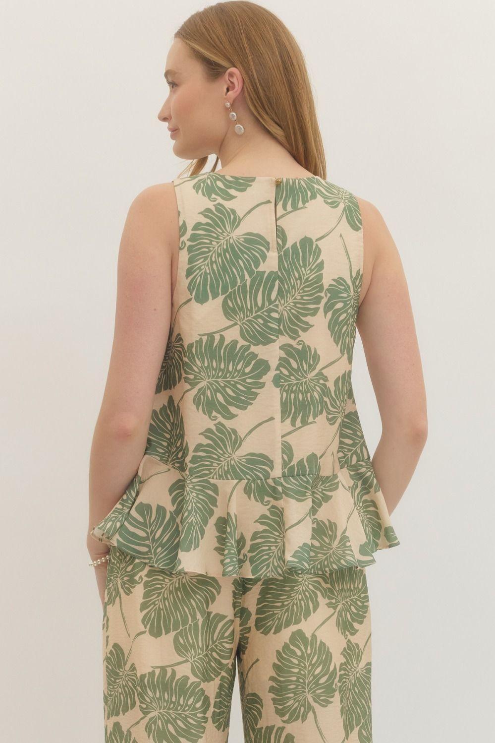 Botanical Print Sleeveless Top