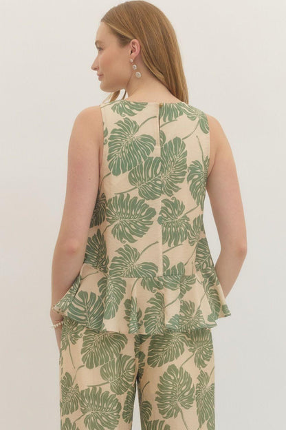 Botanical Print Sleeveless Top