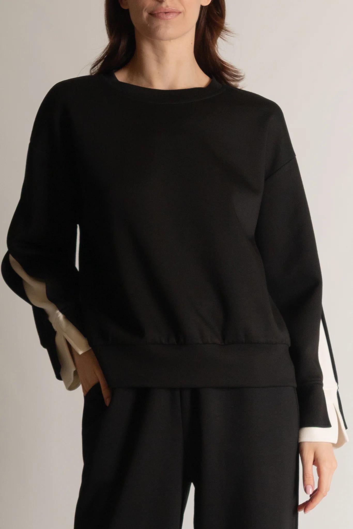 Color Layered Long Sleeve Round Neck Top