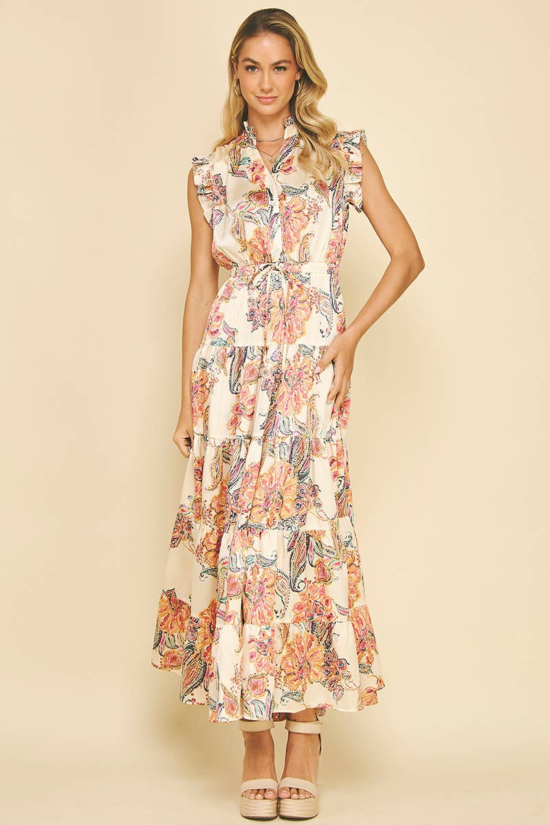FLORAL PRINT TIERED MAXI DRESS