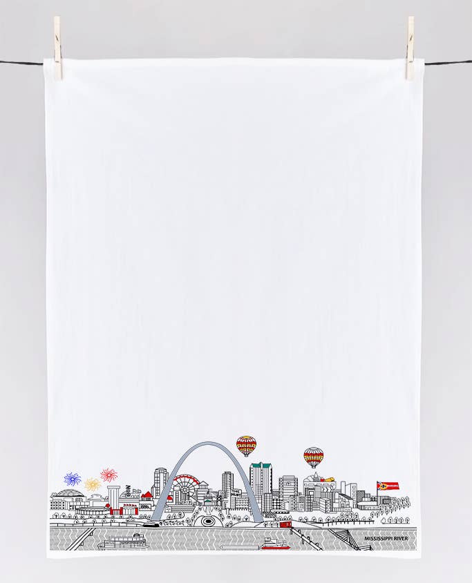 Printed Skyline St Louis Flour Sack Tea Towel