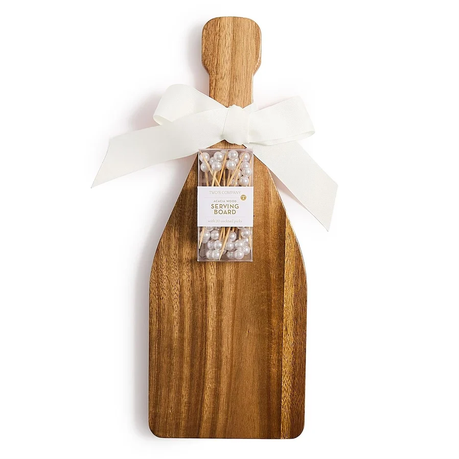 Champagne Bottle Serving Board w/ Pearl Picks