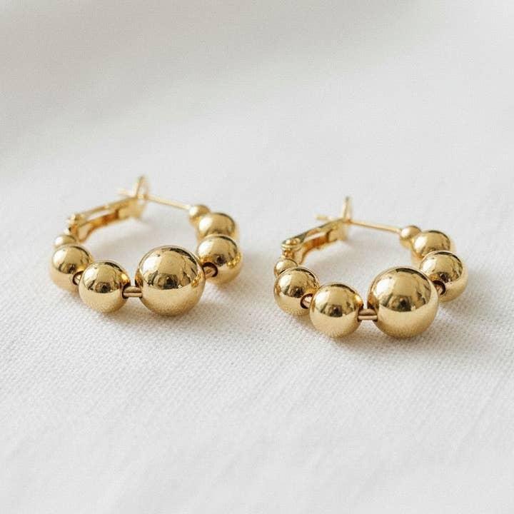 Gold Beads Hoop Earrings