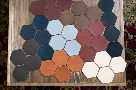 Hexagon Coasters Set of 4 - Full Grain Leather - USA Made