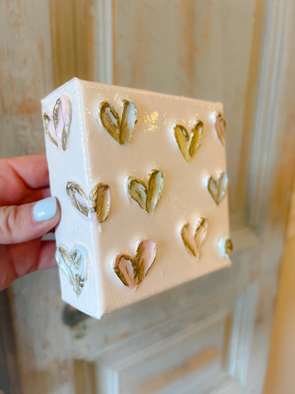 Canvas - 4x4 inch Pastel Polka Dot Hearts