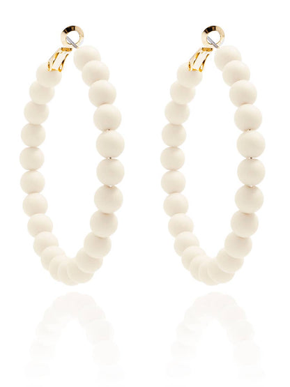 Matte Beaded Hoop Earring