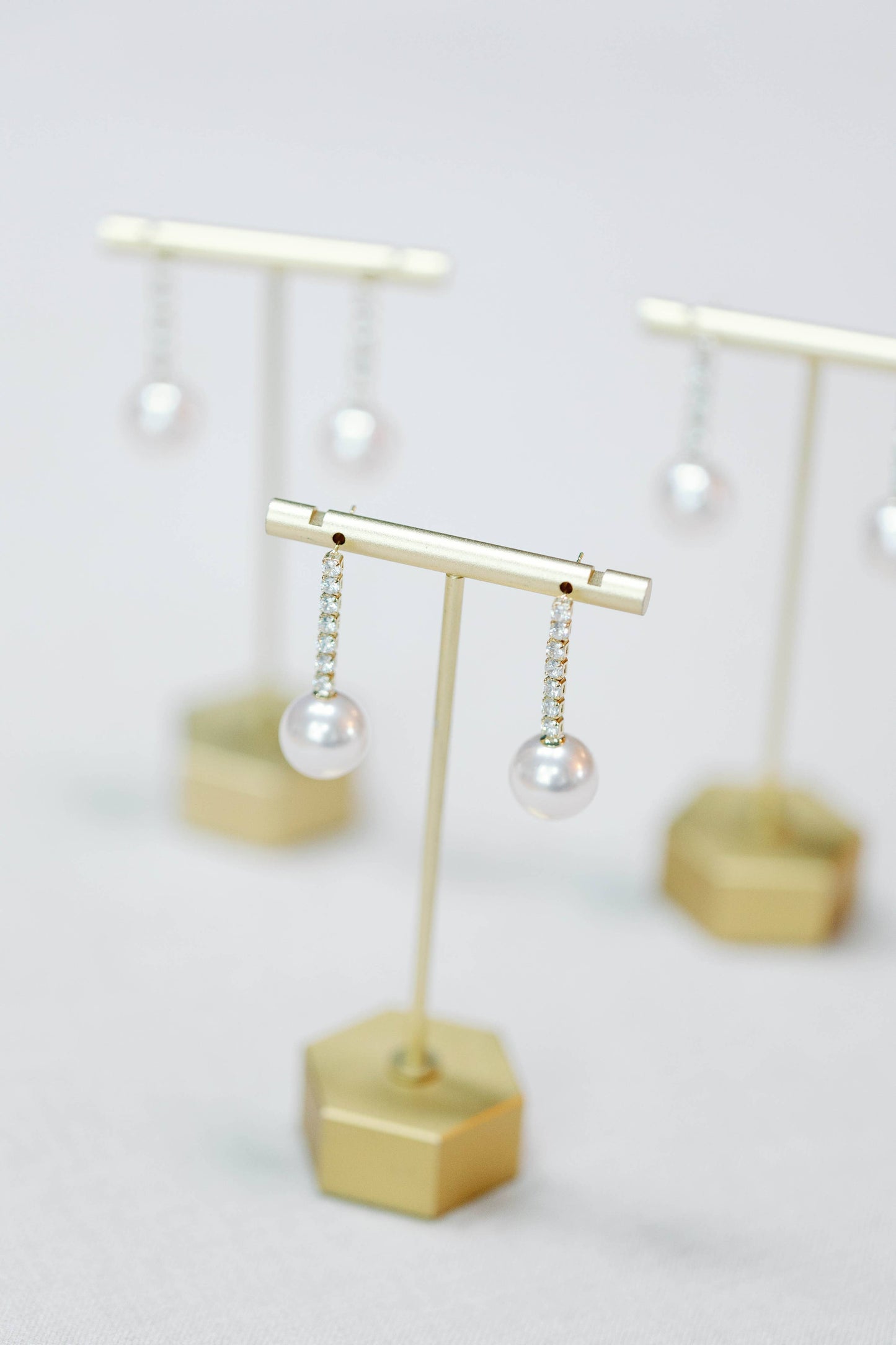 Small Swingy Pearl and Diamond Statement Drop Earrings