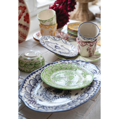 Hand-Painted Botanical Stoneware Plate