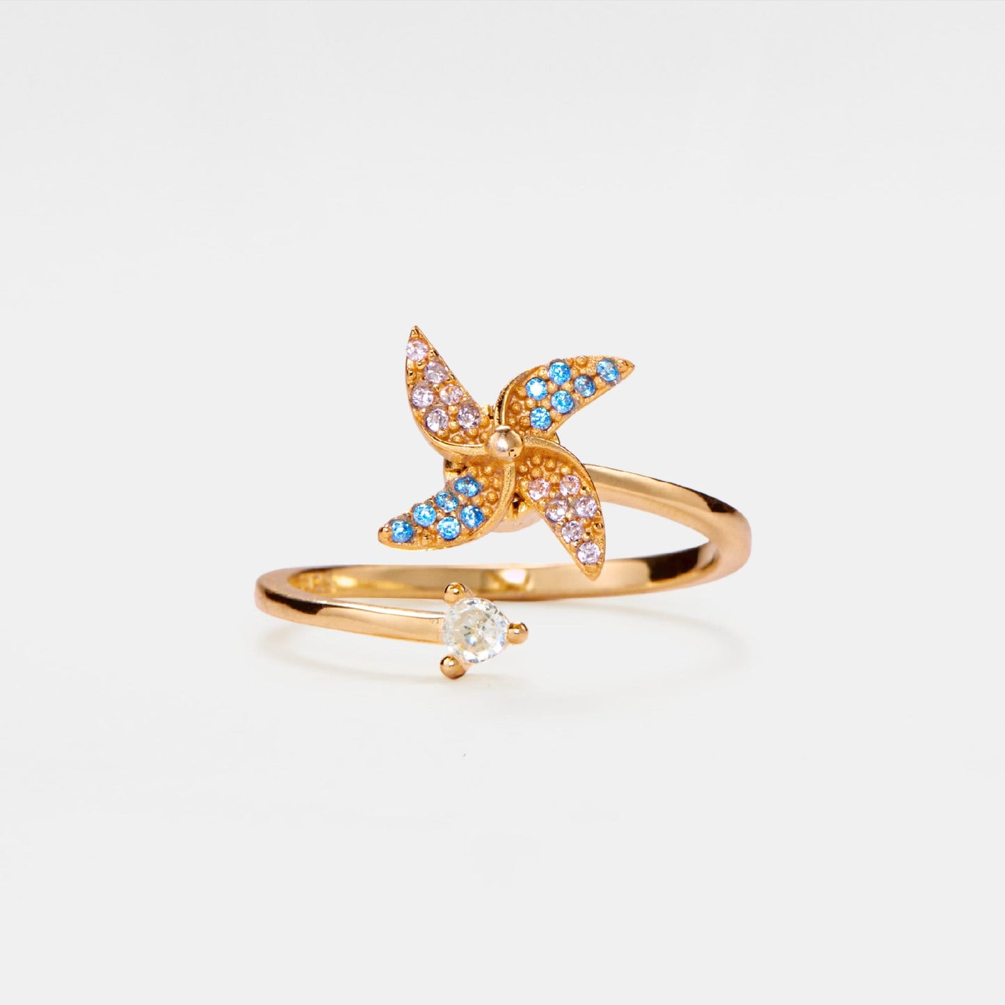 Windmill Anxiety Fidget Spinner Ring in 925 Sterling Silver