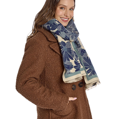 Studio Floral Motif 2-Sided Softer than Cashmere Shawl
