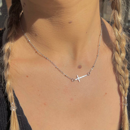 Silver Heavenly Cross Choker