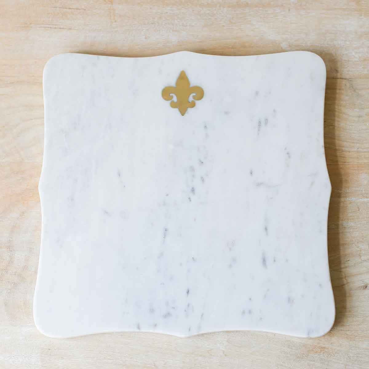 Fleur de Lis Marble Serving Board