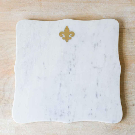 Fleur de Lis Marble Serving Board
