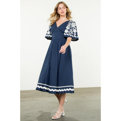 Embroidered Detail Midi Dress