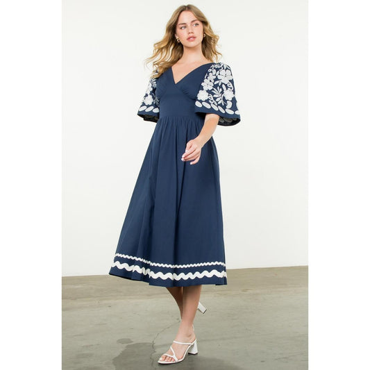 Embroidered Detail Midi Dress