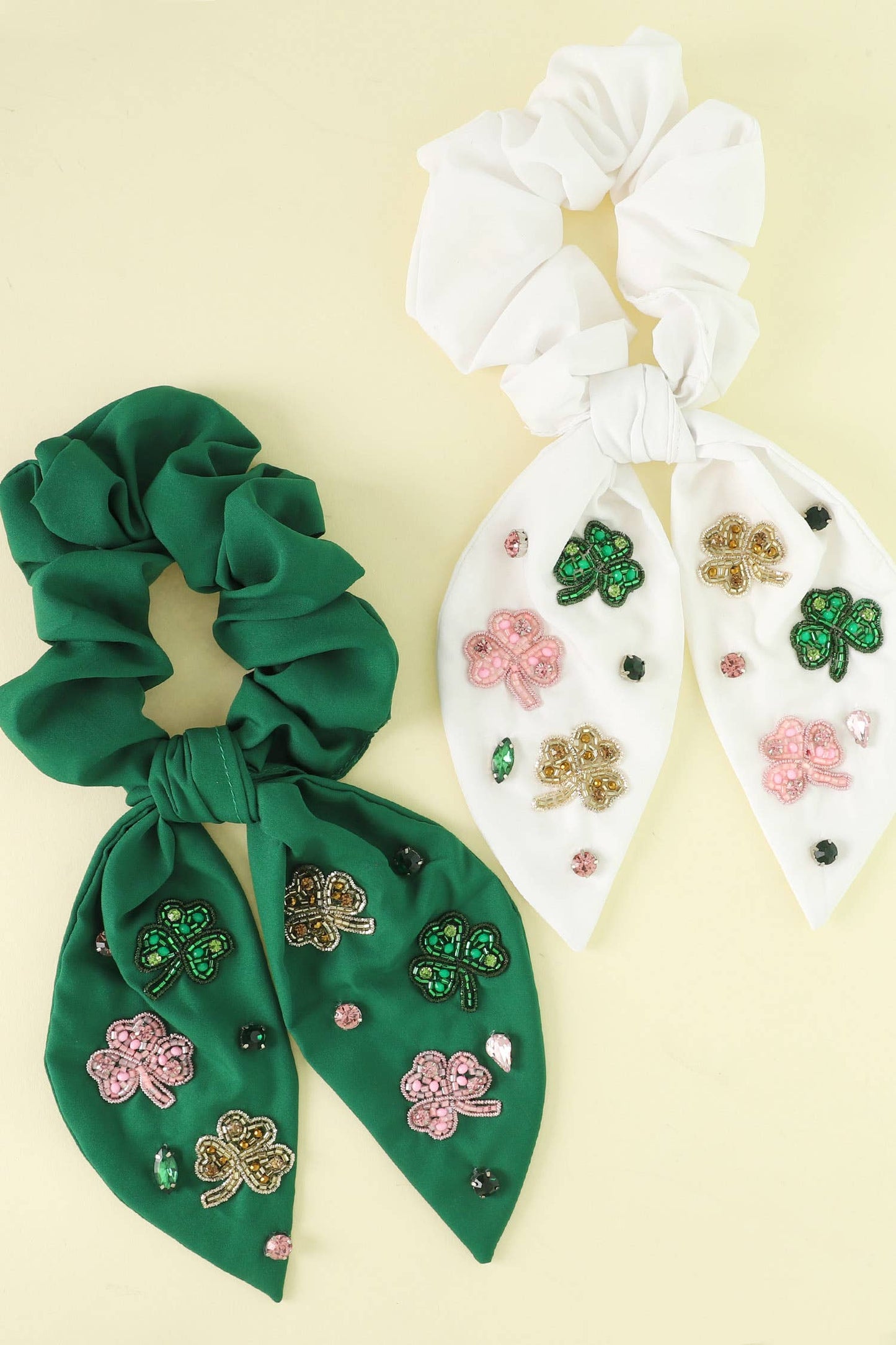 St Patrick's Shamrock Big Bow Uplifting Scrunchie