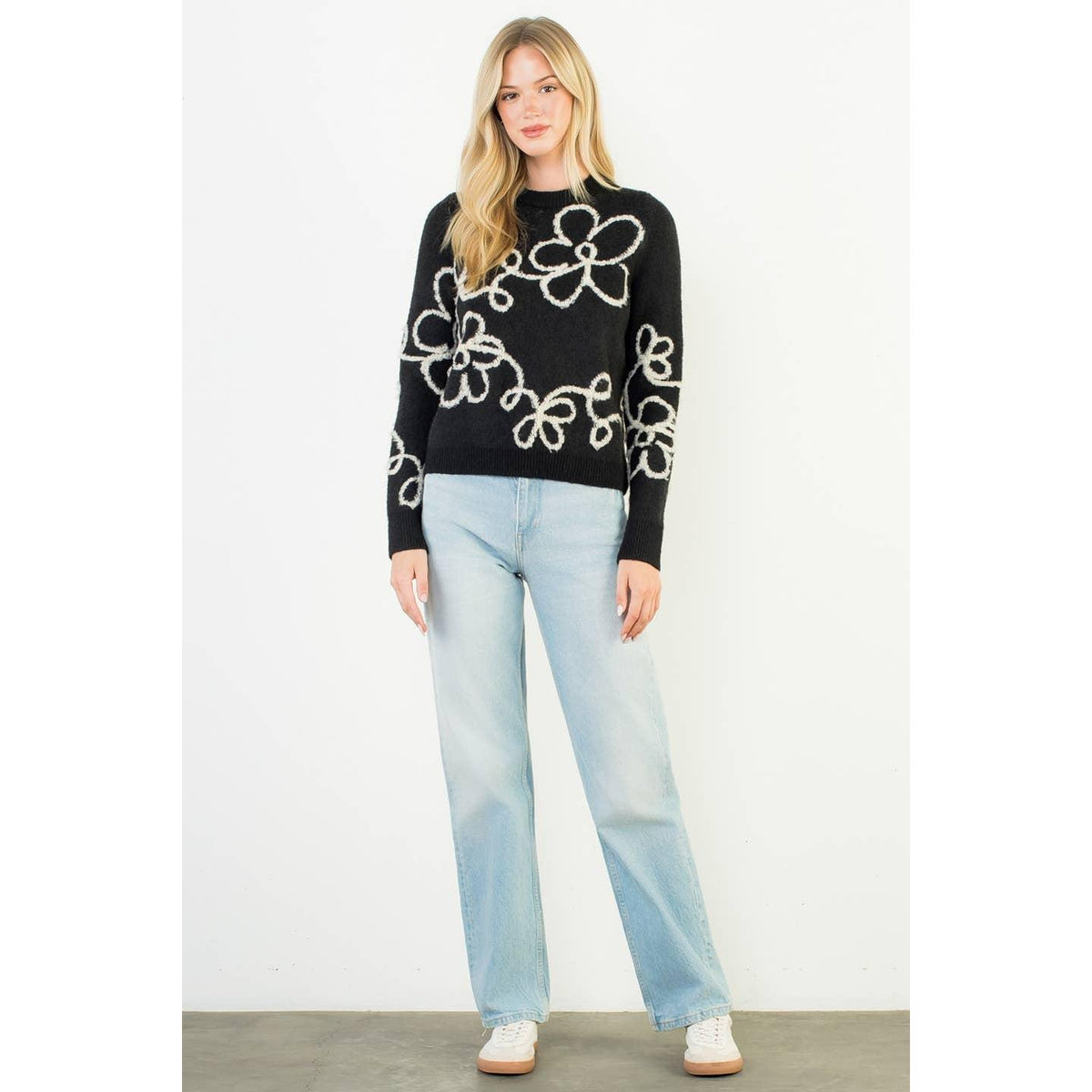 Floral Detailed Mohair Sweater