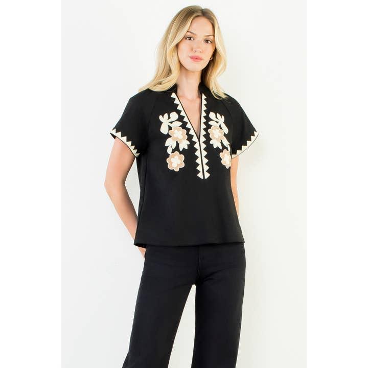 Suede Embroidery Top