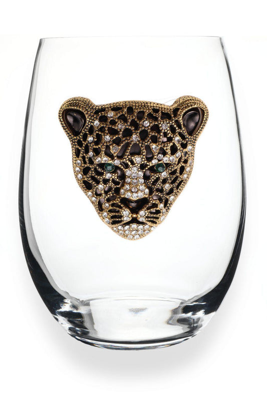 Gold & Black Leopard Jeweled Glass