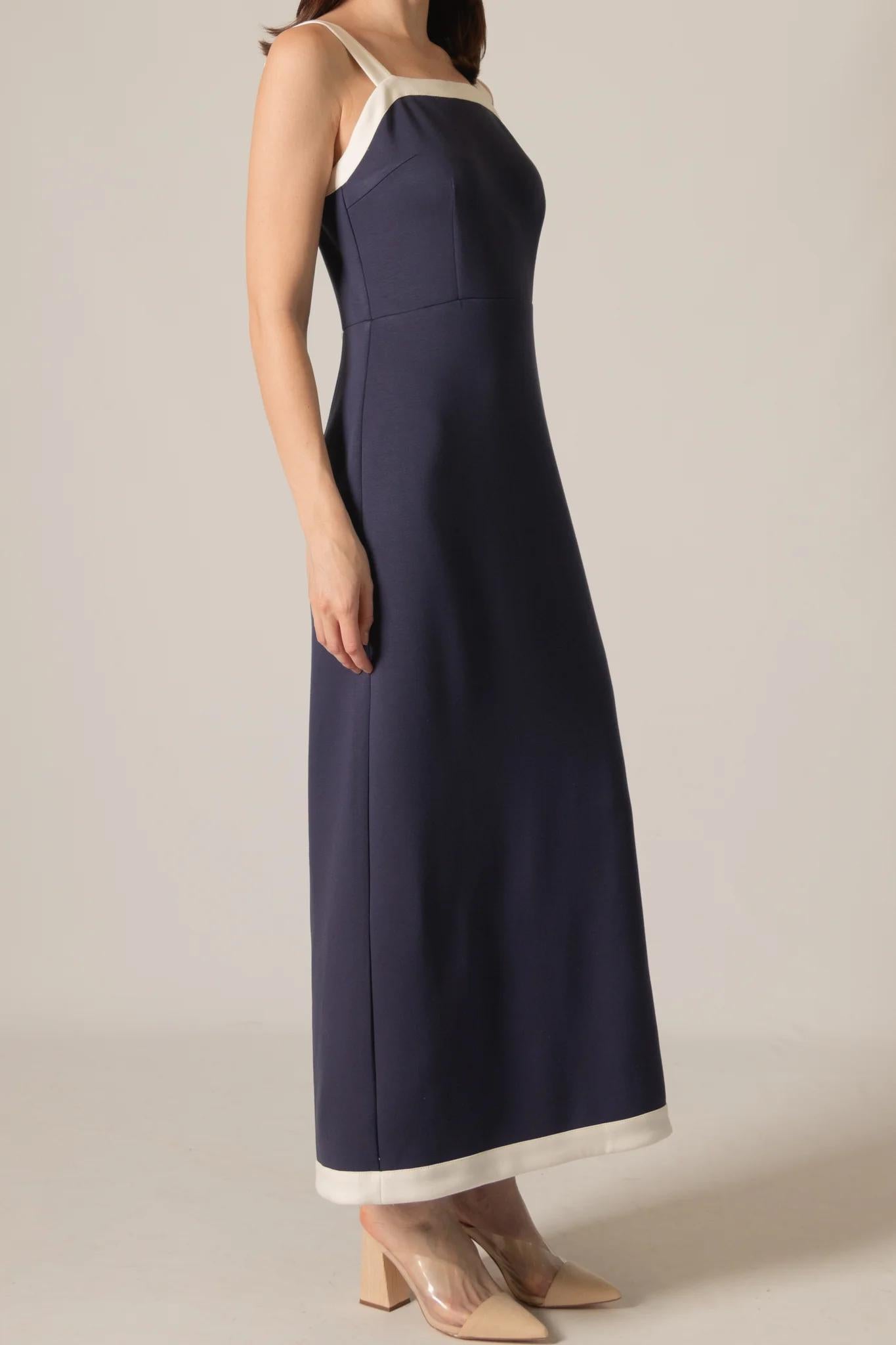 Contrast Border Fitted Maxi Dress