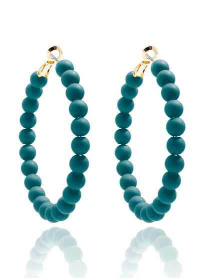 Matte Beaded Hoop Earring