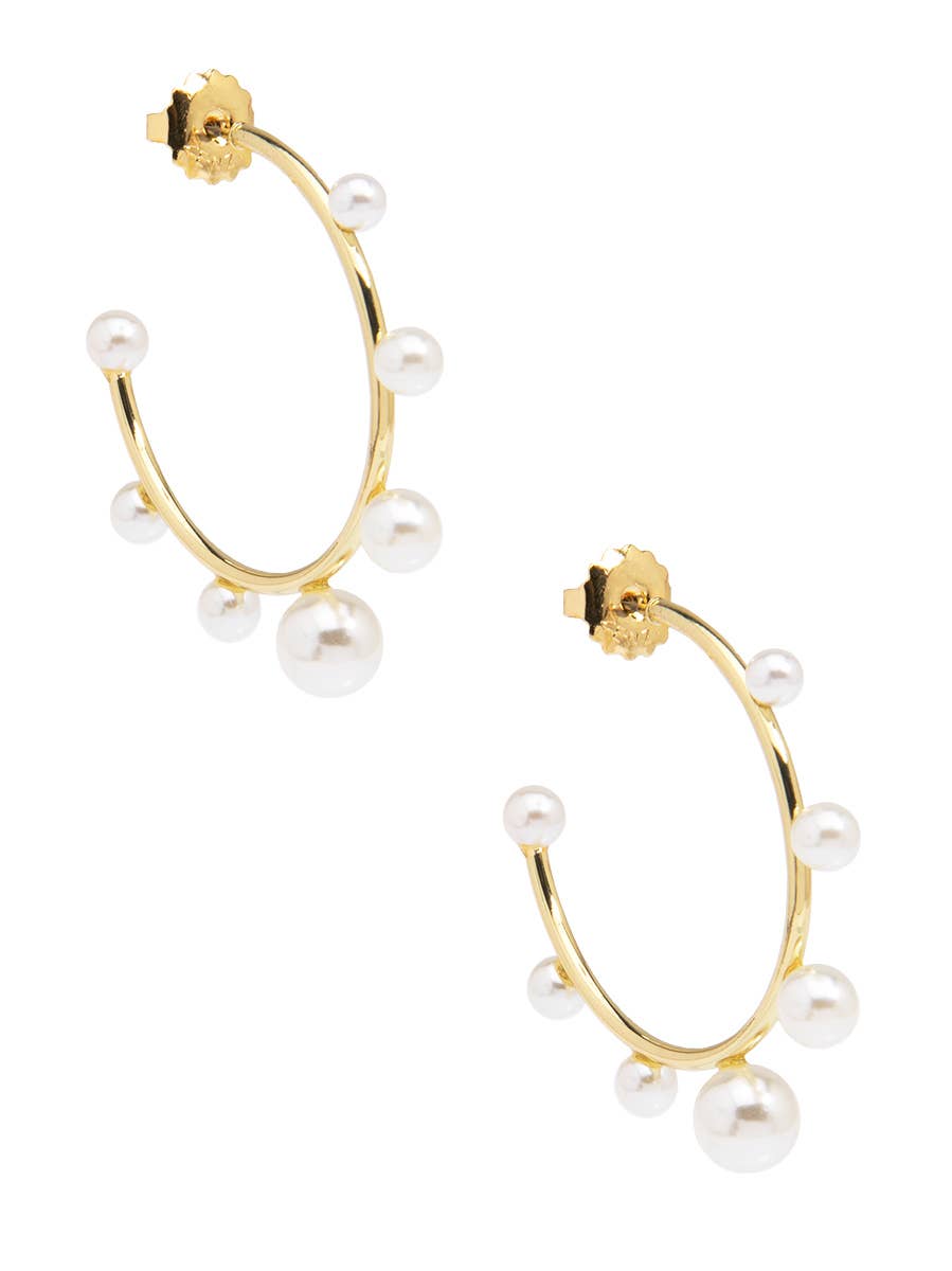 Small Decorative Pearl Hoop Earring