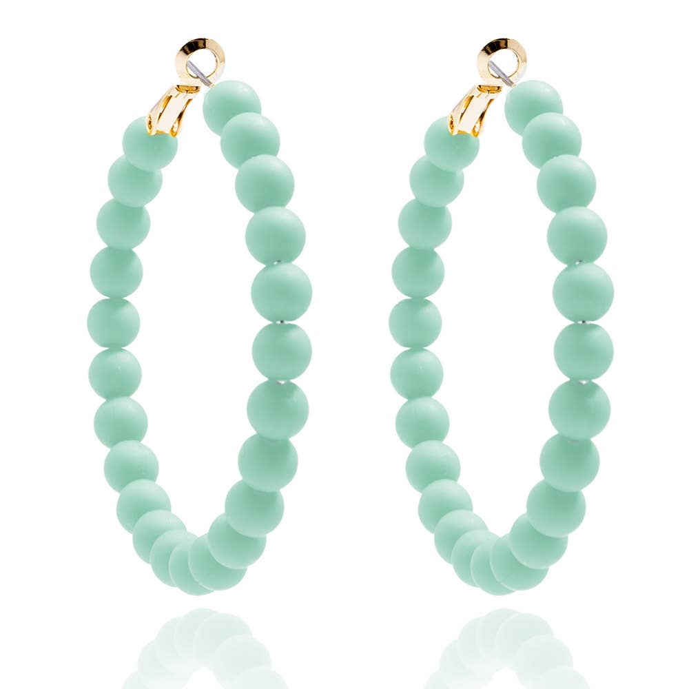 Matte Beaded Hoop Earring