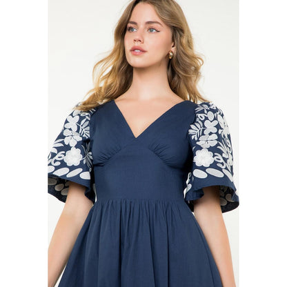 Embroidered Detail Midi Dress