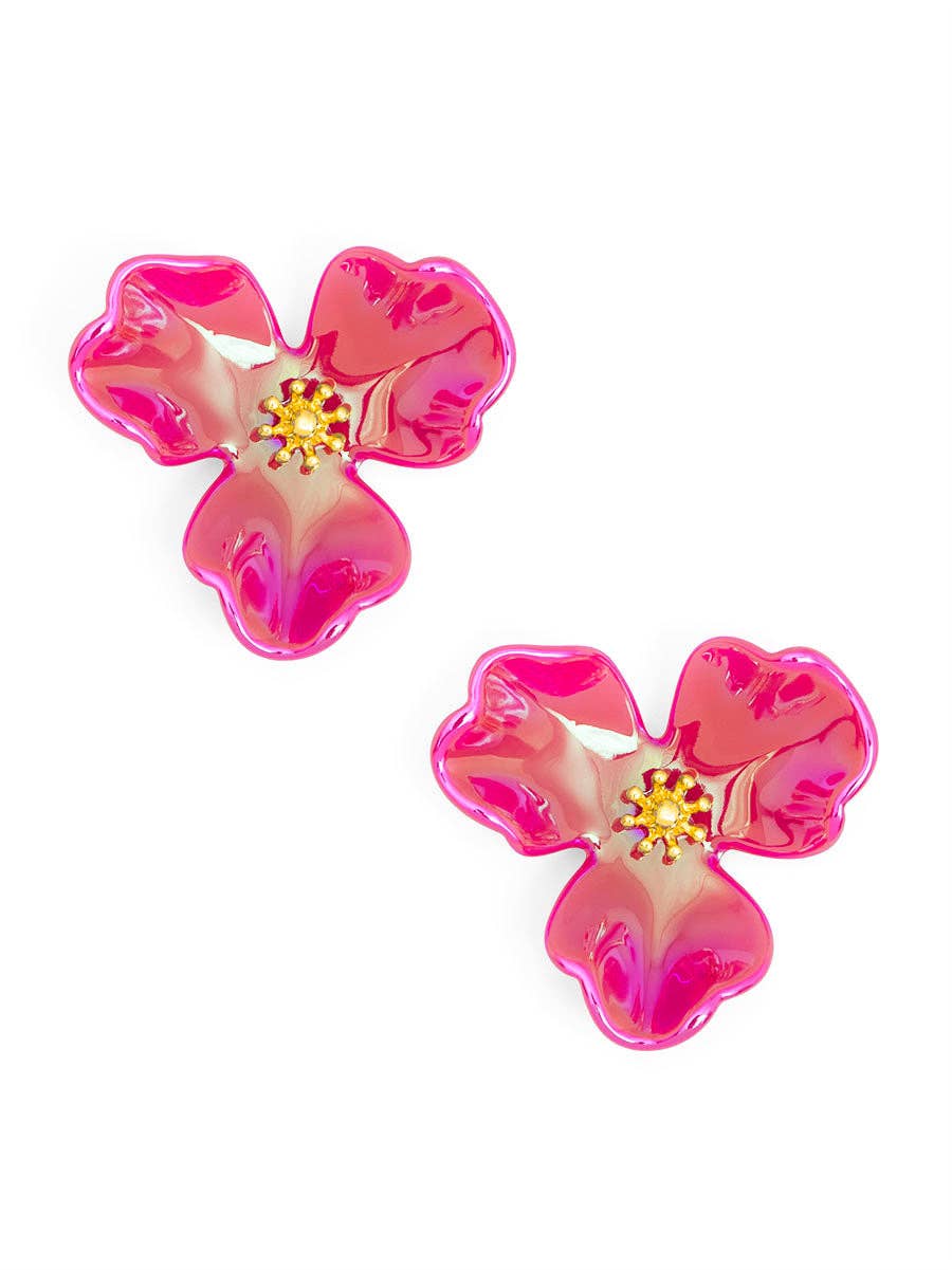 Iridescent Resin 3-Petal Stud Earring