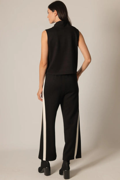 Side Contrast Double Stripe Wide Leg Pants