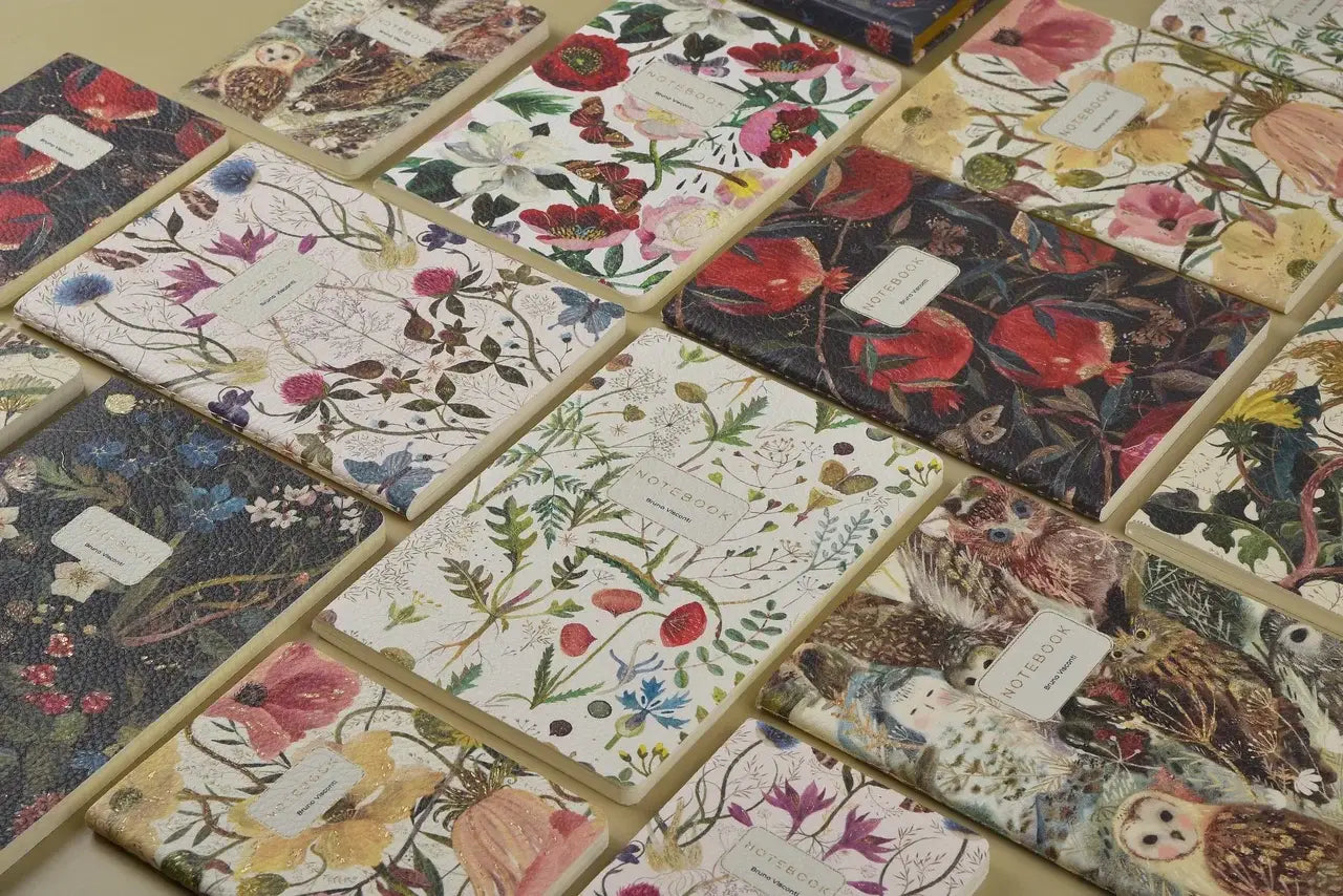 Vegan Leather A5 Notebook - Peonies 