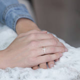 Girls and Womens Sterling Silver Cross Ring with CZs