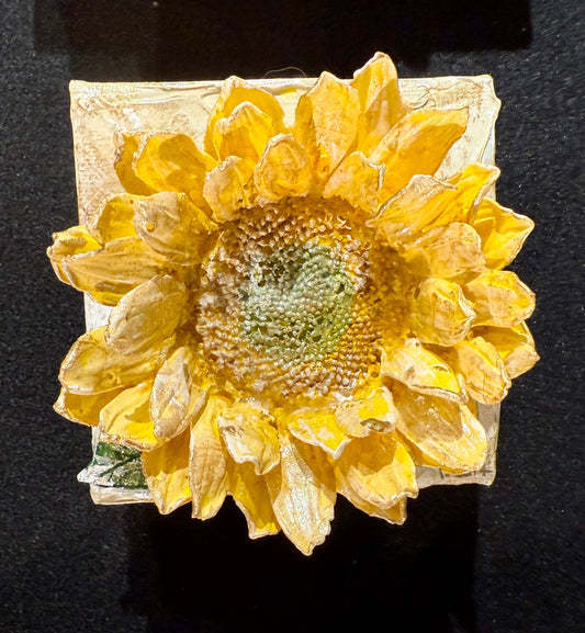4X4 inch Clay Sunflower Artwork