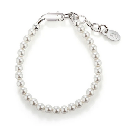 Sterling Silver Simulated Pearl Bracelet for Little Girls