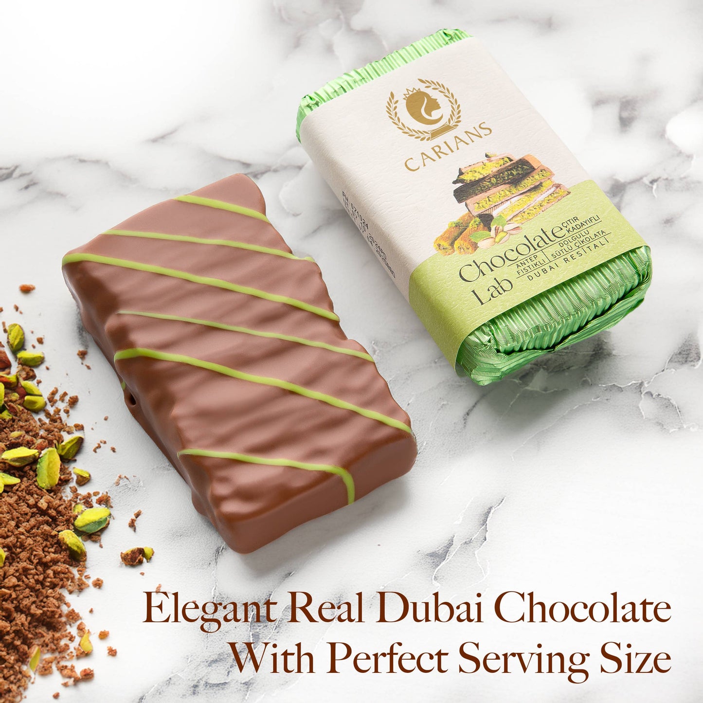 Famous Dubai Chocolate Bar, Premium Pistachio,  3.35 oz