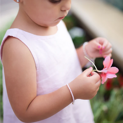 Sterling Silver Simulated Pearl Bracelet for Little Girls