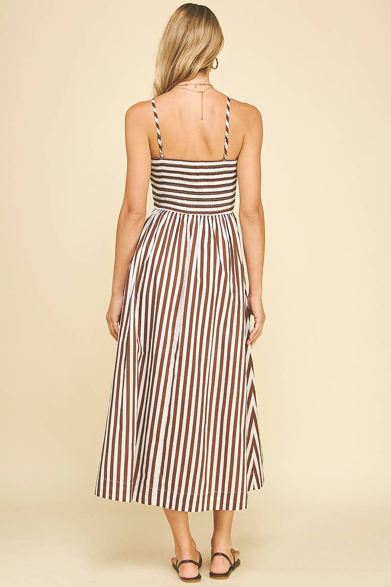 STRIPED MIDI DRESS