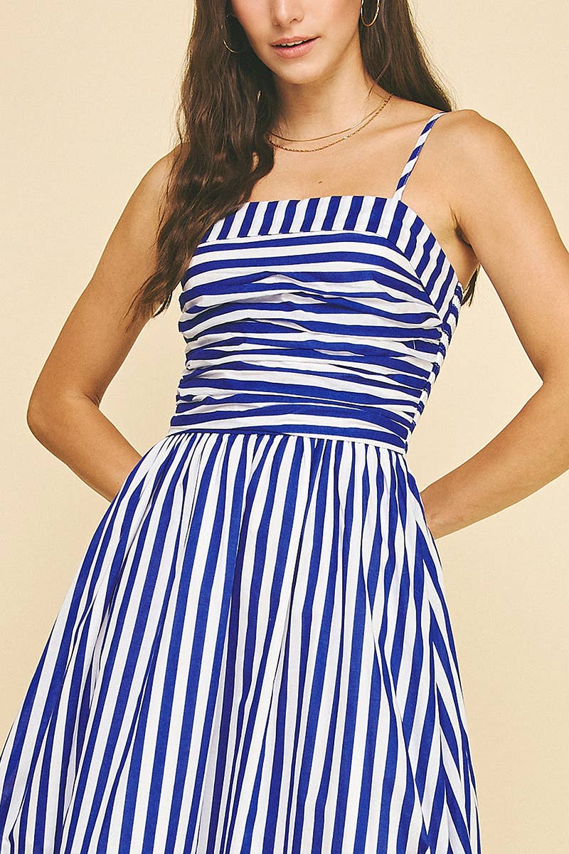 STRIPED MIDI DRESS