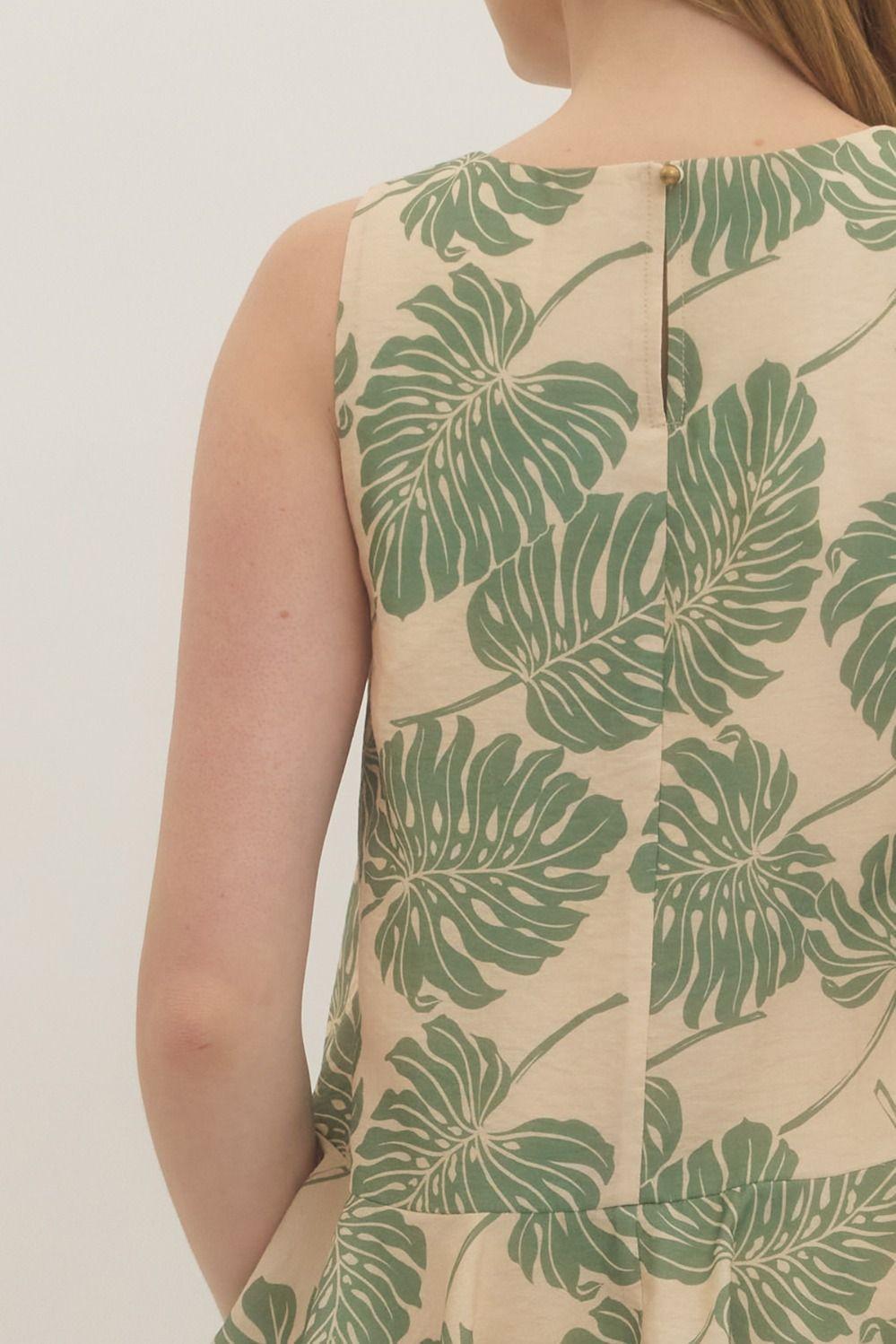 Botanical Print Sleeveless Top
