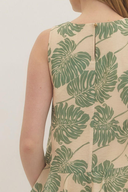Botanical Print Sleeveless Top