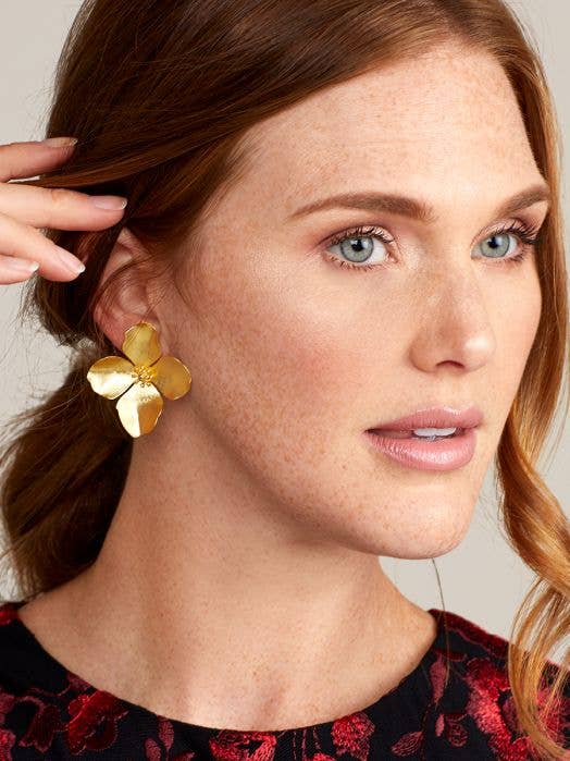 Matte 18k Gold-Plated Garden Party Statement Earring