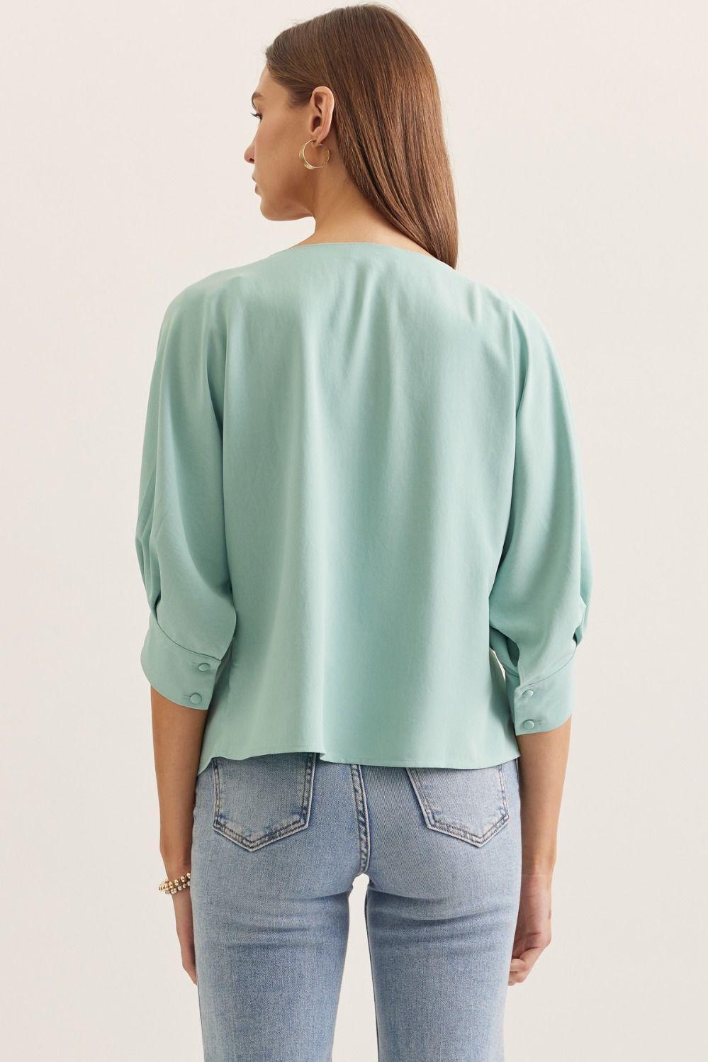 Bateau Neckline 3/4 Sleeve Top