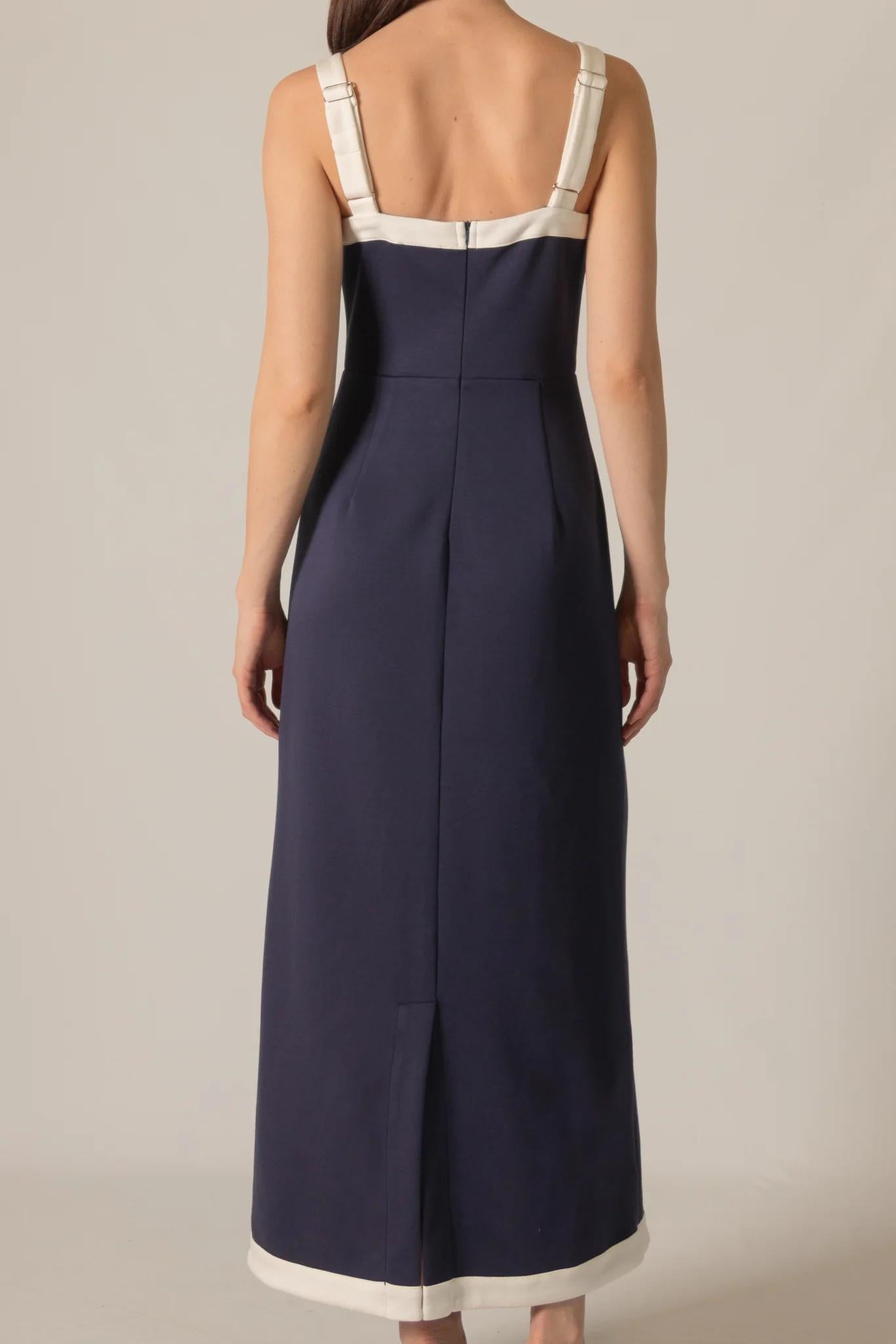 Contrast Border Fitted Maxi Dress