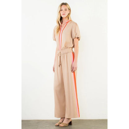 Stripe Detail Wide Leg Pants