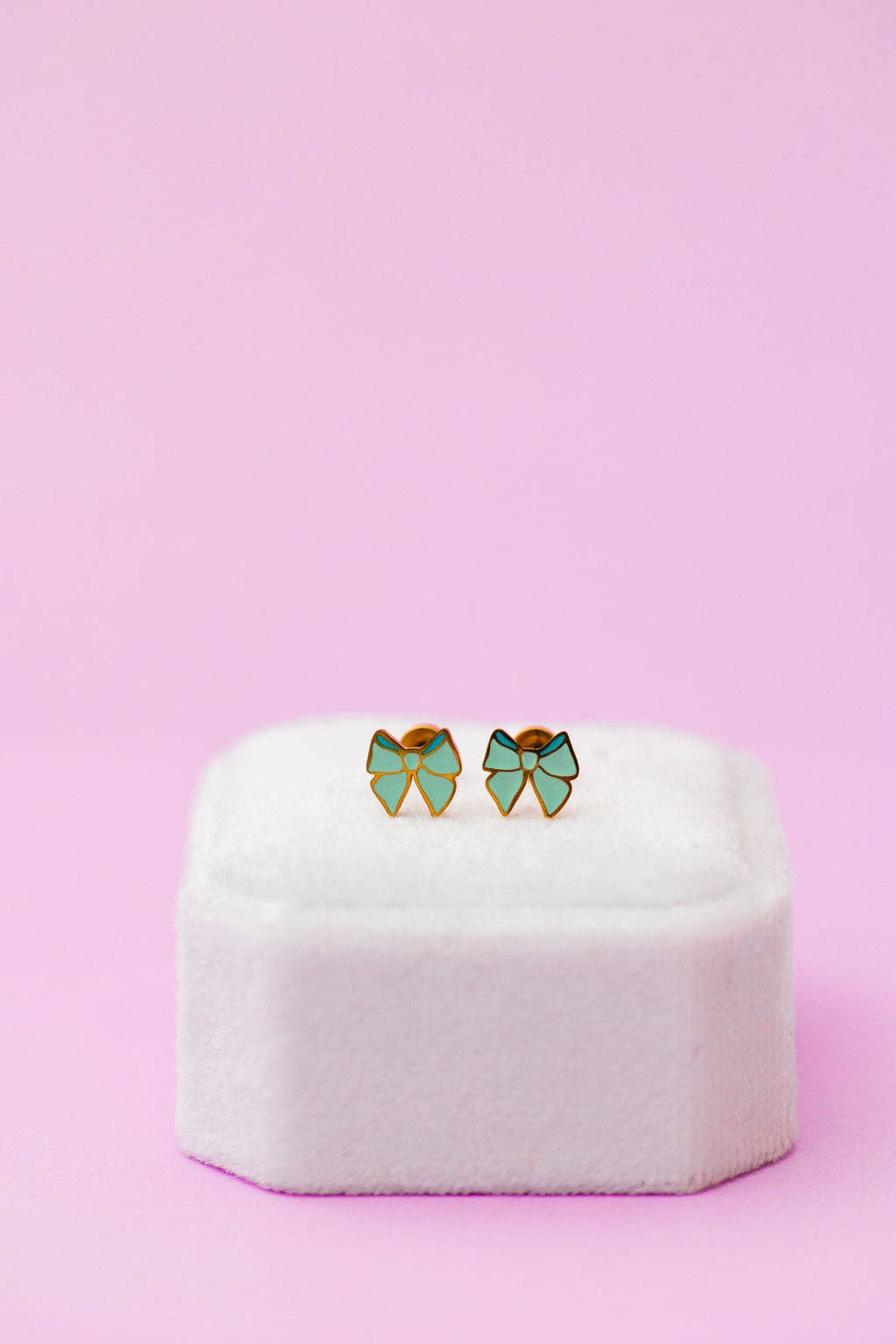 Mint Bow Stud Earrings