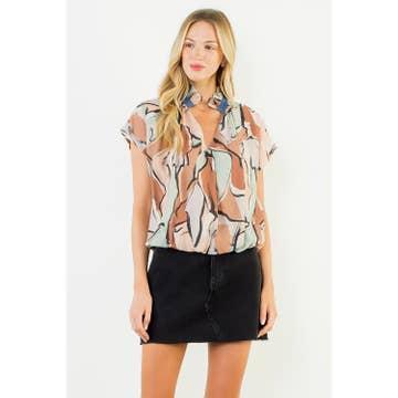 Short Sleeve Abstract Print Top